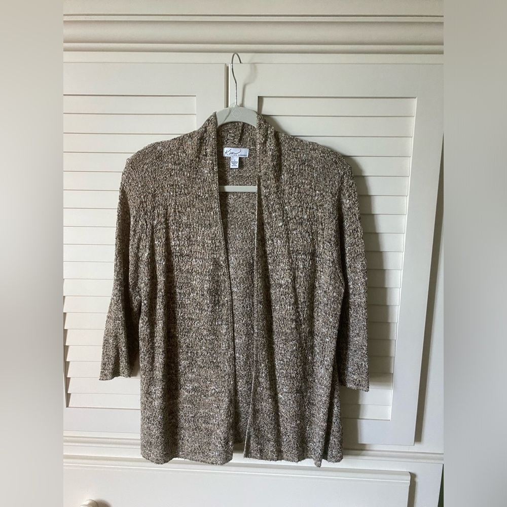 Kim Rogers Open-Front Cardigan in Heather Taupe